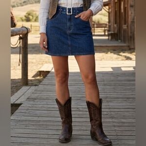Denim Mini Skirt with Belt Sws Denim Co. Sz S Western 80's Casual Summer Festive